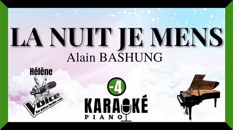 La nuit je mens Alain BASHUNG Karaoké Piano Français Lower Key