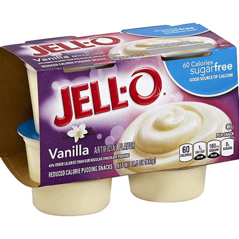 Jell O Sugar Free Low Calorie Vanilla Pudding Snack Pack Refrigerated Jello And Pudding D