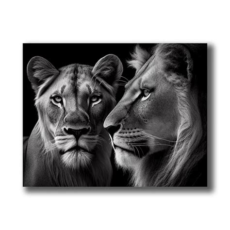 Tableau Lion Et Lionne Noir Et Blanc Comme Des Tableaux