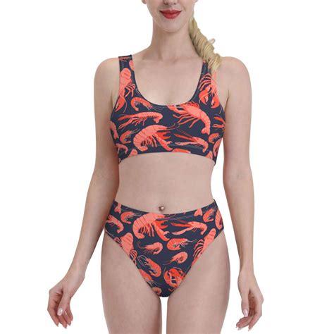 High Waisted Bikini Sets For Women Shrimp No 9043 Swimsuits Tummy Control Two Pieces Bathing