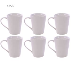 Kit 6 Canecas Tulipa Alta 250ml De Porcelana Lisa Branca Leroy Merlin