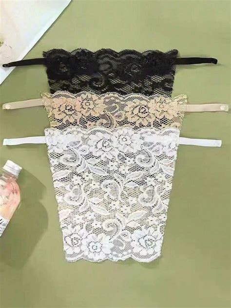 3pcs Set Black White Nude Lace Detachable Bra Bandeau With