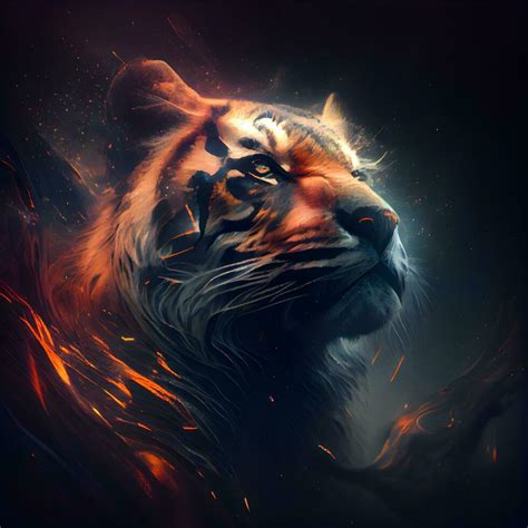 Tiger in fire. Digital painting of a tiger with fire., Image 23574748 ...