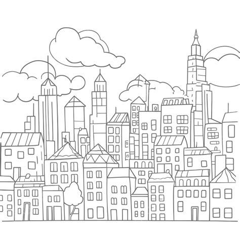 City Skyline Outline Drawing