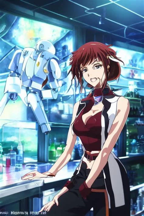 Krea Key Anime Visual Portrait Of A Charming Cyborg Bartender