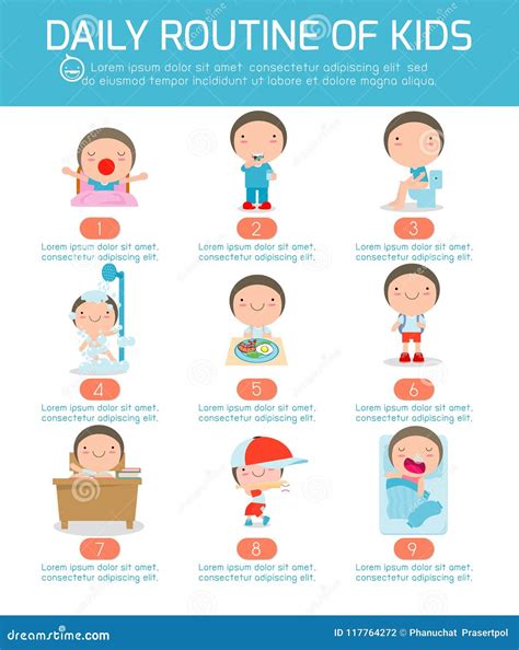 Tägliches Programm Von Glücklichen Kindern Infographic Element