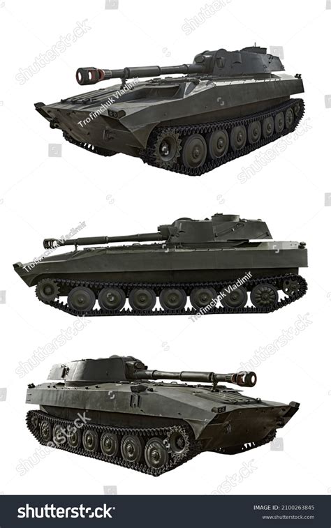 set views  sides selfpropelled howitzer stock photo