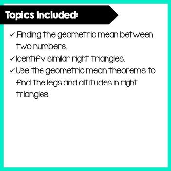 Geometric Mean And Similar Right Triangles Guided Notes By Miss R Squared