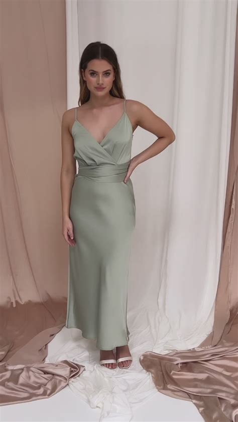 Sage Green Bridesmaid Dress Maxi Satin Dresses For Bridesmaids Liena Uk