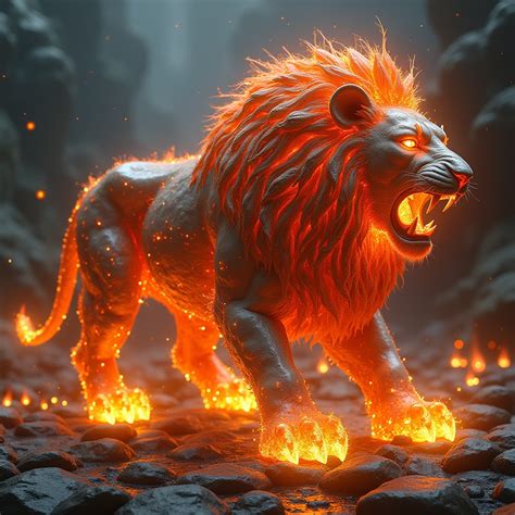 Fiery Rock Lion Roar Stable Diffusion Online