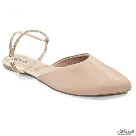 Sapatilha Salomé Slingback Nude Calce Fácil Numeração Especial Carla Calçados