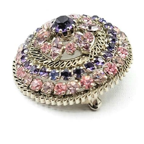 Austria Silvertone Pink Purple Rhinestone Domed Filig Gem