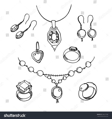 Jewelry Sketch Set Vector Illustration Stock Vector Royalty Free