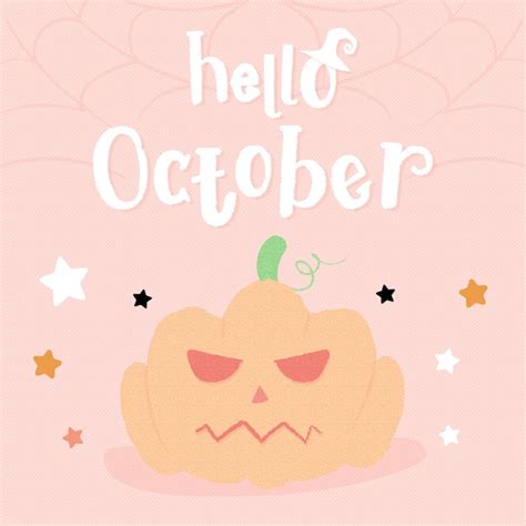 Hola Octubre Bienvenido Halloween Vector Premium