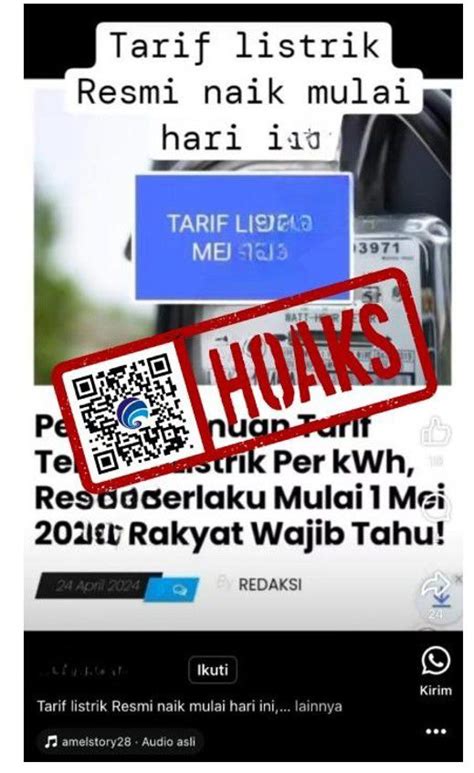 Kementerian HOAKS Resmi Mulai Bulan Mei 2024 Tarif Listrik