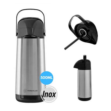 Garrafa Térmica Café 500ml Termolar - Garrafa Térmica Café Termolar 500ml Lúmina Bomba de Pressão de Vidro ...