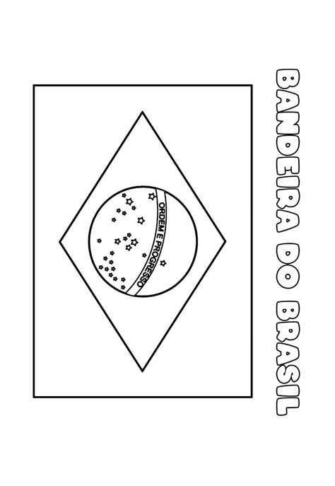Tamanho A4 Desenho Da Bandeira Do Brasil Para Colorir - Desenhos da Bandeira do Brasil para colorir - Bora Colorir