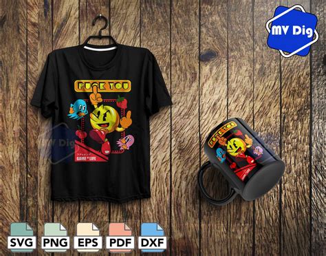 4 Pac Man Svg T Shirt Template Pac Man Shirt Design Pac Man Etsy