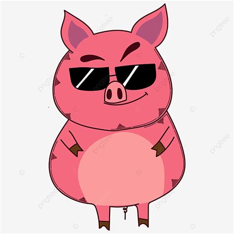 gambar babi kartun berdiri  memakai kacamata matahari satwa kartun