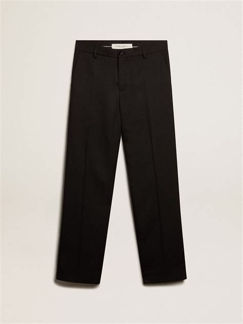 Mens Tuxedo Pants In Black Wool Gabardine