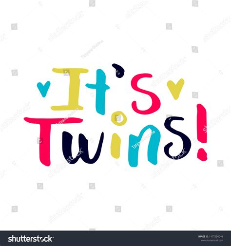 Twins Handwritten Lettering Poster Card Invitation Stock Vector
