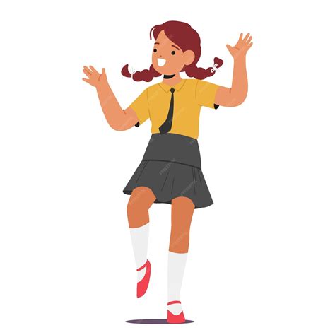 Premium Vector | Cheerful school girl character striking a happy pose