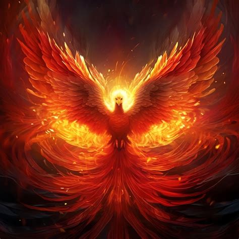 Premium Photo Phoenix Bird With Outstretched Wings Rising Burning In