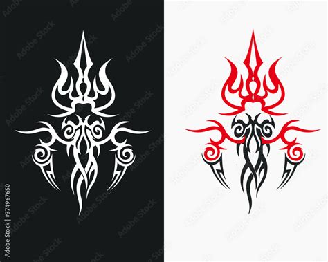 Trishul tattoo tribal style design, trident tribal tattoo graphic trendy design. Stock Vector ...