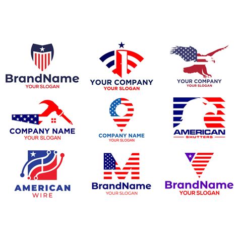 American Flag Style Logo Design 21863536 Vector Art at Vecteezy
