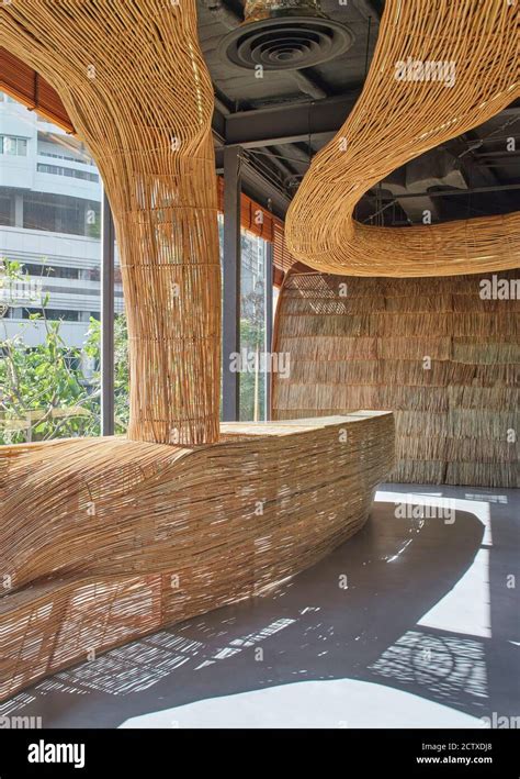 Reception Area With Rattan Structures Vikasa Yoga Centre Bangkok