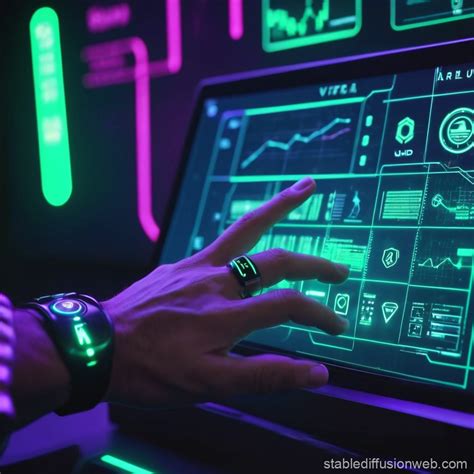 Virtual Button In Futuristic App Stable Diffusion Online