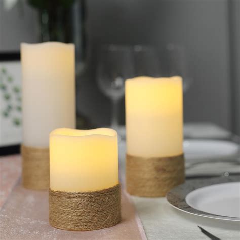 Efavormart Set Of 3 Flameless Candles Battery Operated Led Pillar