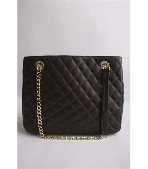 Brown Leather Quilted Handbag NKD Naked Italian Bags