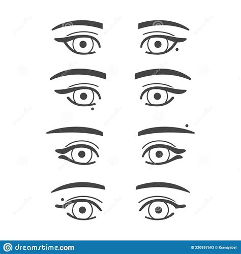 Set Of Female Eyes With Different Form And Makeup Stock Vector