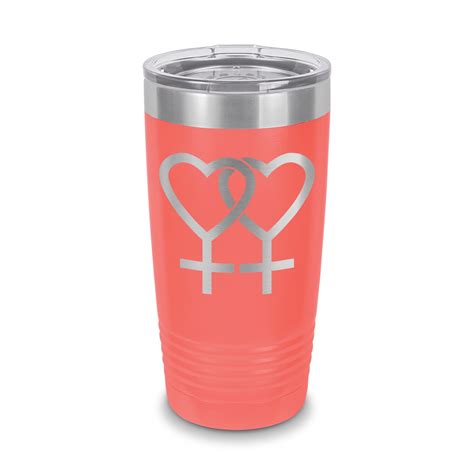Gay Pride Lesbian Symbol Tumbler Oz Laser Engraved W Clear Lid Stainless Steel Vacuum