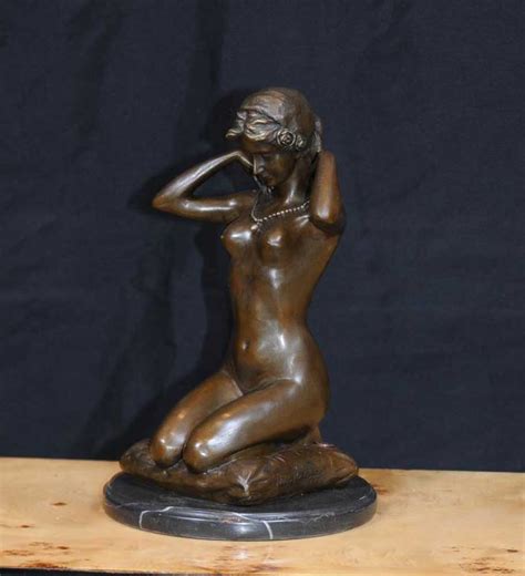French Bronze Female Nude Figurine Statue Naked Lady Erotic Art