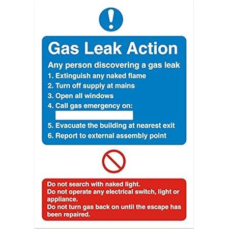 Seco Gas Leak Action Sign Mm X Mm Self Adhesive Vinyl Amazon