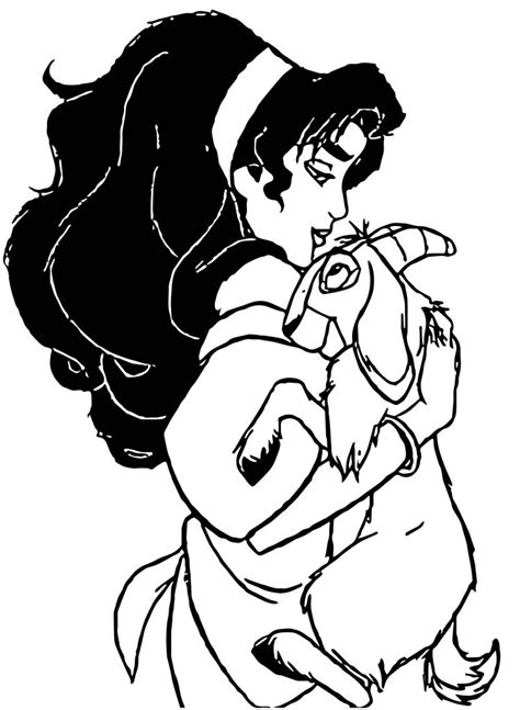 The Hunchback Of Notre Dame Esmeralda Djali Coloring Page