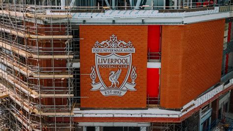 Liverpool Fc — Watch Liverpool Fc Crest Installed On Anfield Road Stand