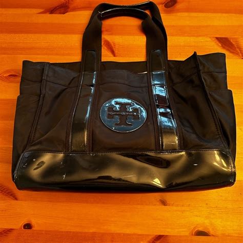 Tory Burch Bags Tory Burch Leather Trim Nylon Tote Bag Black Poshmark