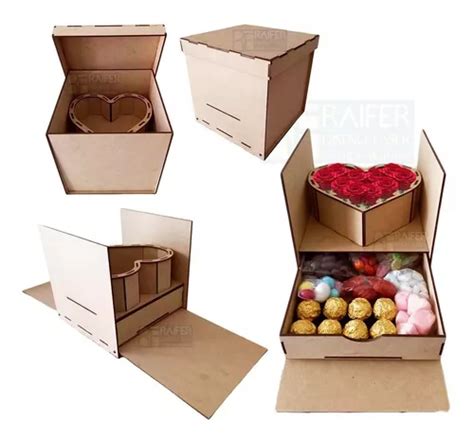 Caja Para Rosas Y Chocolates San Valent N Forma Cubo Coraz N En Venta