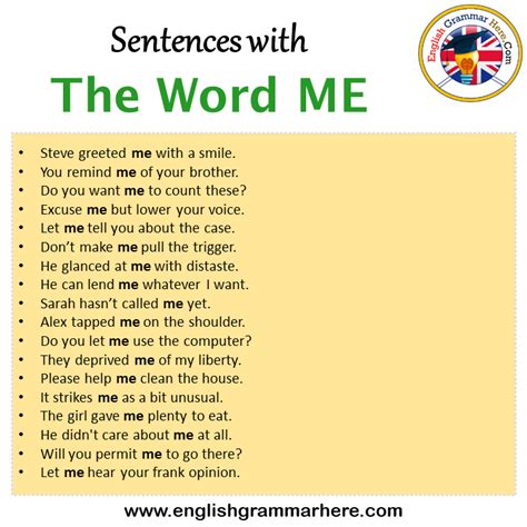 Sentences With The Word ME The Word ME In A Sentence In English