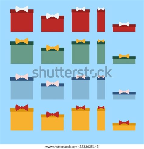 Set Christmas T Boxes Different Colors Stock Vector Royalty Free