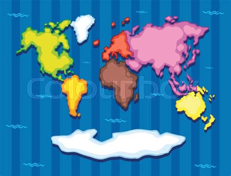 World map with seven continents ... | Stock vector | Colourbox