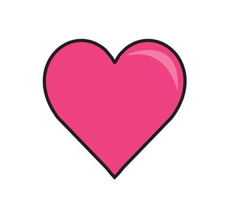 Flat Glossy Heart Clip Art Pink Stroke Illustration Icon Vector