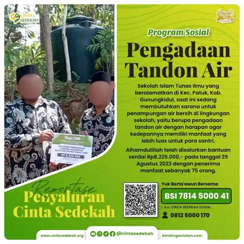 Bantuan Pengadaan Tandon Air Kepada Sekolah Islam Tunas Ilmu Di Patuk