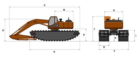 Amphibious Excavator Pontoon Undercarriage Yutani