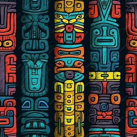 Premium Photo A Colorful Totem Pole With A Blue And Orange Design