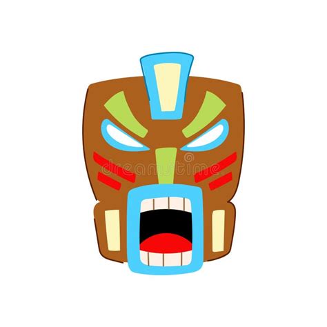 Head Tiki Mask Cartoon Vector Illustration Stock Illustration