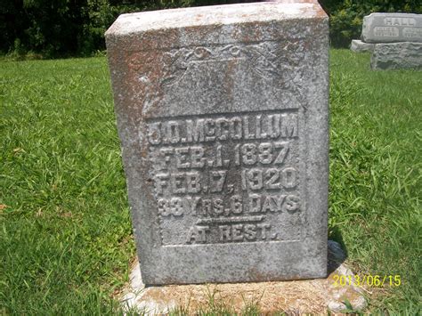 James Ollie McCollum (1887-1920): homenaje de Find a Grave